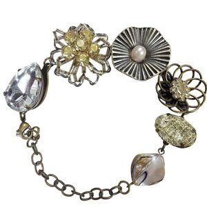 Floral Chain Bracelet mixed materials statement flowers fairycore boho jewelry